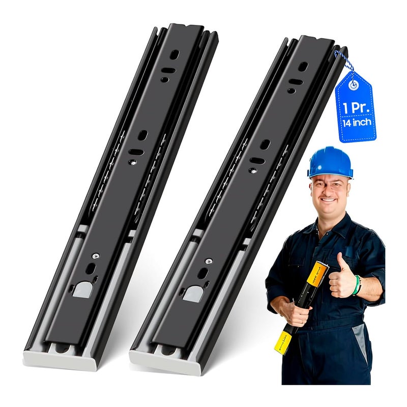 YENUO Push to Open Drawer Slides Full Extension Rail 12 14 16 18 20 22 24 inch handleless Side Mount Dresser Cabinet Bracket Replacement Ball Bearing Tracks kit Guide Runner 100lb 1Pair - Image 1